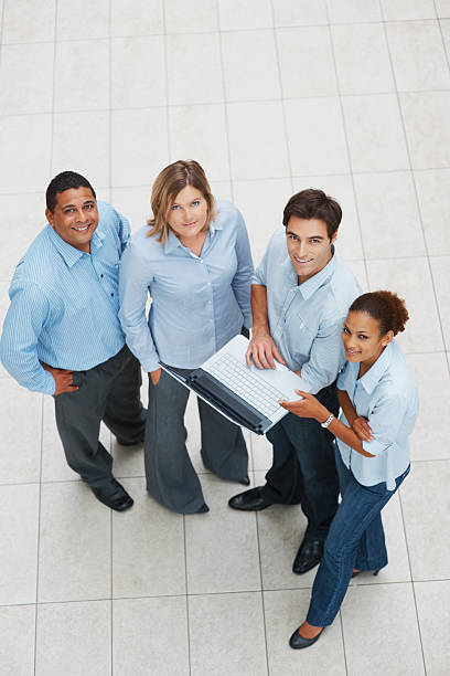 istock Top view of a business team working on laptop 121198780