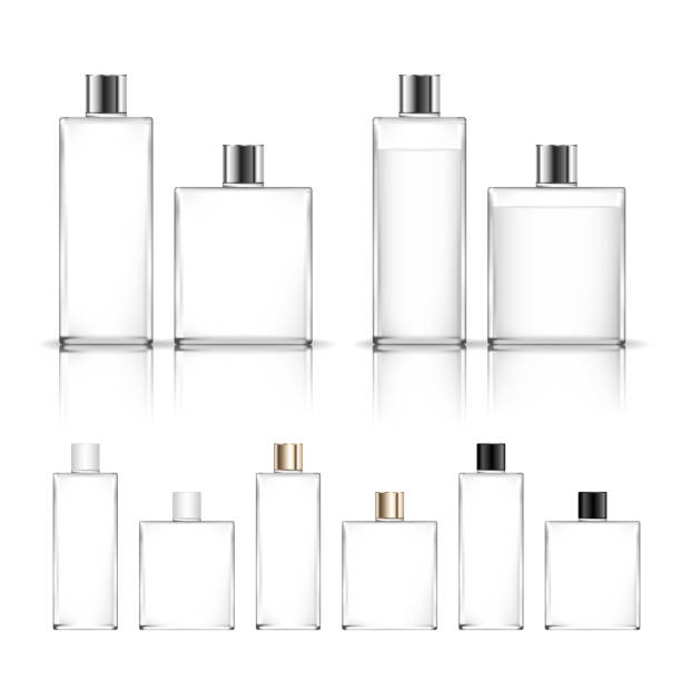 istock Cosmetic transparent plastic bottle. Liquid container for gel, lotion, cream, shampoo, bath foam. Beauty product package. Vector illustration. 1211987865
