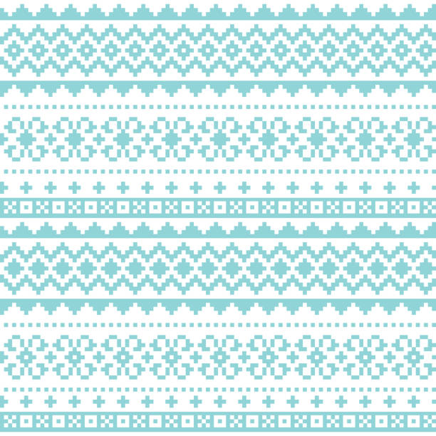 fair isle tradycyjny styl dziewiarski styl bezszwowy design, szkockie wyspy szetlandy powtarzalny design - shetland islands stock illustrations