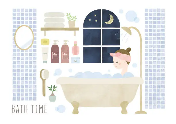 Vector illustration of Bath time watercolor