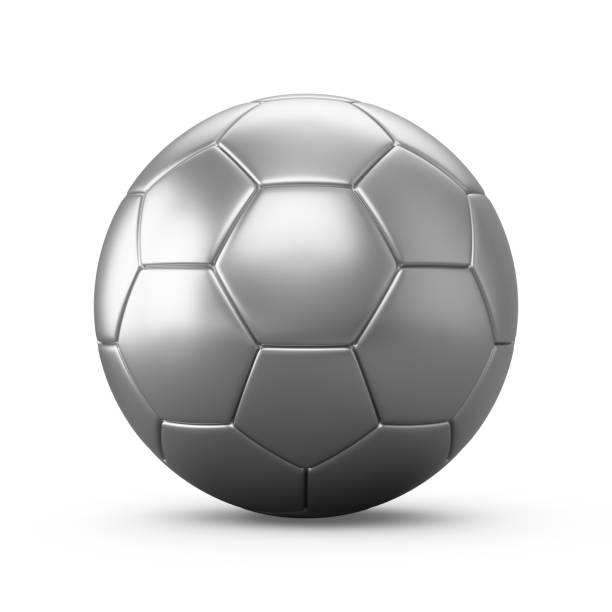istock 3D rendering Isolated Silver Soccer Ball with white background 1211989543
