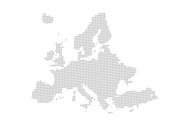 illustrations, cliparts, dessins animés et icônes de carte de l’europe pointillée. vector eps10. - euro symbol european union currency symbol horizontal