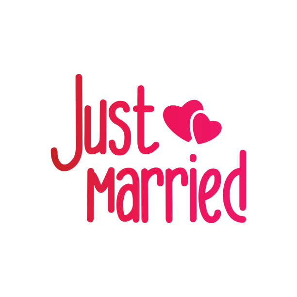 ilustrações de stock, clip art, desenhos animados e ícones de just married - wedding lettering design. vector illustration. stock illustration - i love you frase em inglês