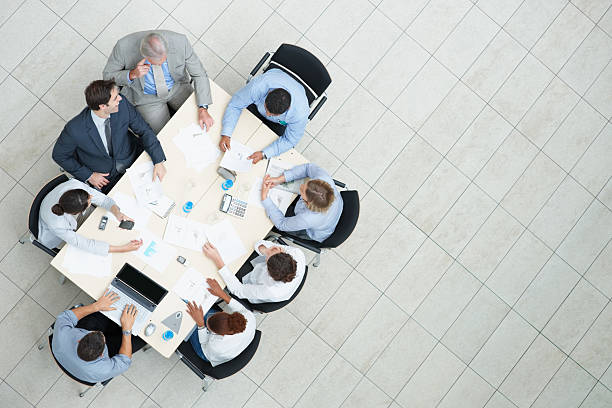 istock Top view of a business meeting in progress 121199216