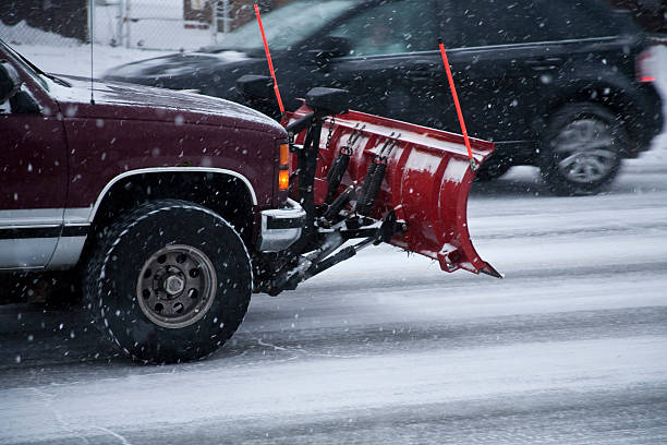 istock Snow plow and truck 121199918