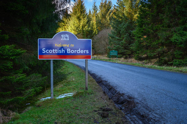 istock Marker Sign for the Scottish Border 1212003510