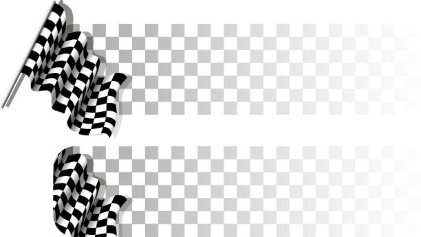 überprüftes flaggenbanner - checkered flag flag the end motorized sport stock-grafiken, -clipart, -cartoons und -symbole