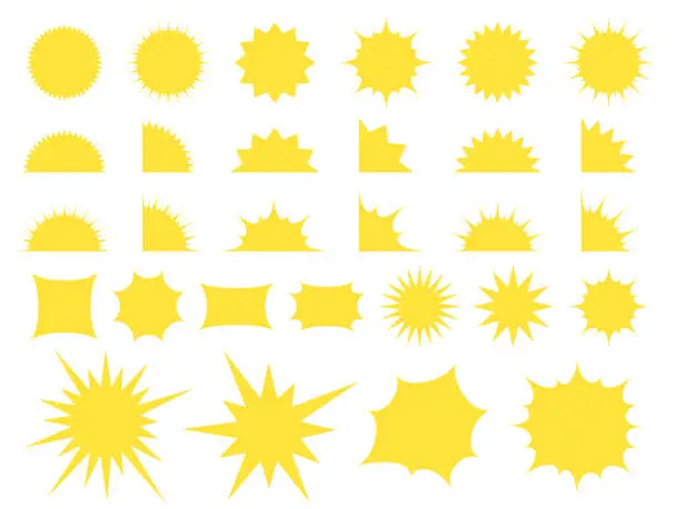 Vector illustration of Set of splintered yellow speech bubbles.