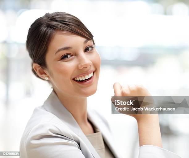 Cute Young Business Woman Smiling Stock Photo - Download Image Now - Adult, Adults Only, Beautiful People