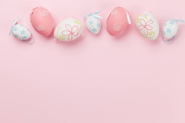 istock Easter greeting card with colorful easter eggs 1212008644