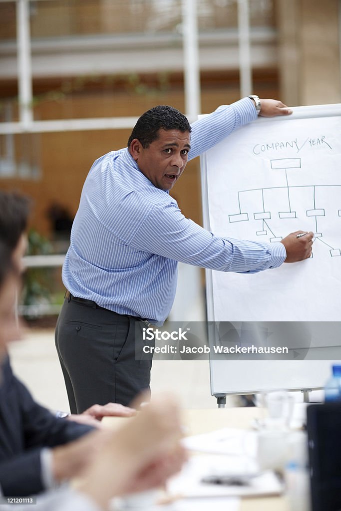 Young speaker at a business meeting giving presentation Young mixed race speaker at a business meeting giving a presentation Corporate Business Stock Photo