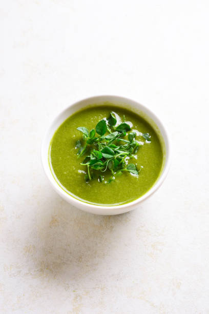 istock Healthy broccoli green pea cream soup 1212012834