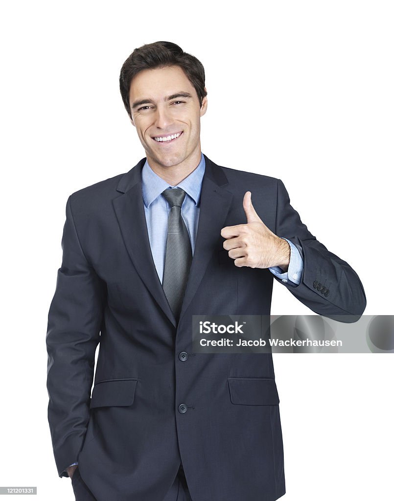 ハンサムビジネス男が、親指を立てるギブ - 1人のロイヤリティフリーストックフォト
