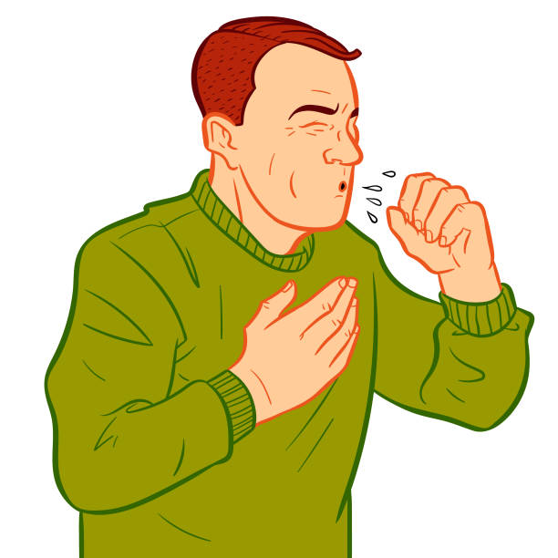 코로나바이러스 기침남자 - coughing virus bacterium sneezing stock illustrations