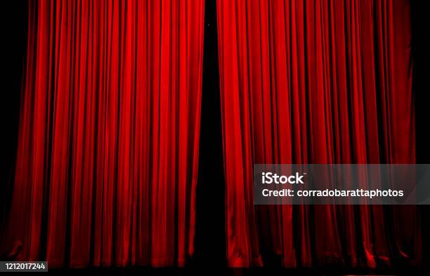 The Curtain Is Opening The Show Begins Stock Photo - Download Image Now - Curtain, Theatrical Performance, Stage Theater