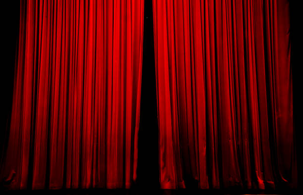 the curtain is opening, the show begins - curtain stage theater theatrical performance red imagens e fotografias de stock