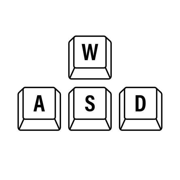 ilustrações de stock, clip art, desenhos animados e ícones de wasd computer keyboard buttons. desktop interface. web icon. gaming and cybersport. vector stock illustration. - d key