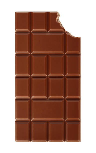 Bitten milk chocolate bar isolated on white background - fotografia de stock