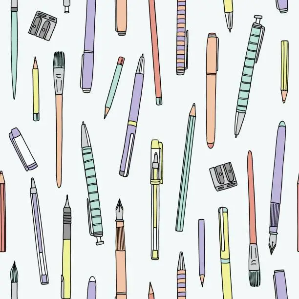 Vector illustration of Seamless pattern with pencils