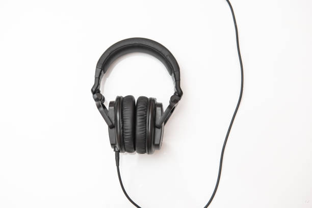 istock Black headphones on an isolated white background with copy space 1212026858