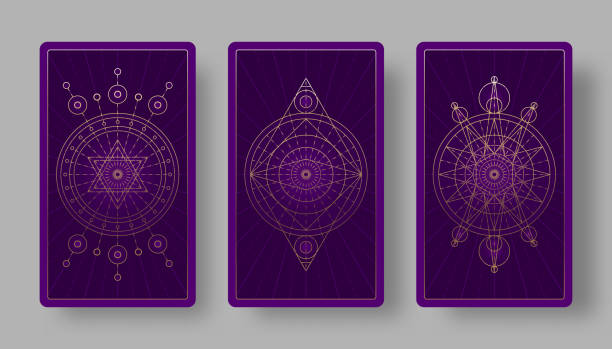 Tarot cards back set with mystical symbols Tarot cards back set with mystical symbols. Vector illustration tarot cards stock illustrations