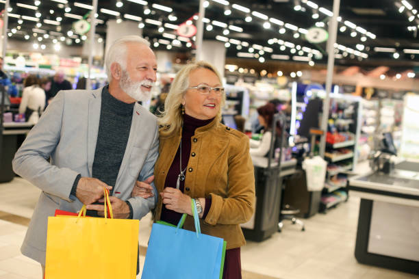 istock Senior couple in a supermarket 1212030878