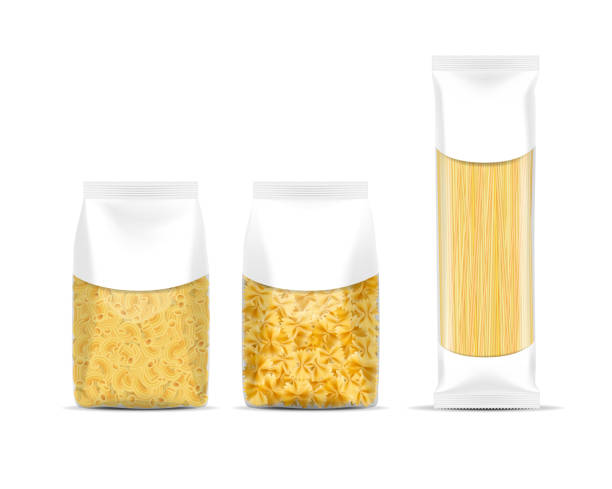 illustrations, cliparts, dessins animés et icônes de réaliste détaillé 3d pasta packaging template set. vecteur - cellophane noodles
