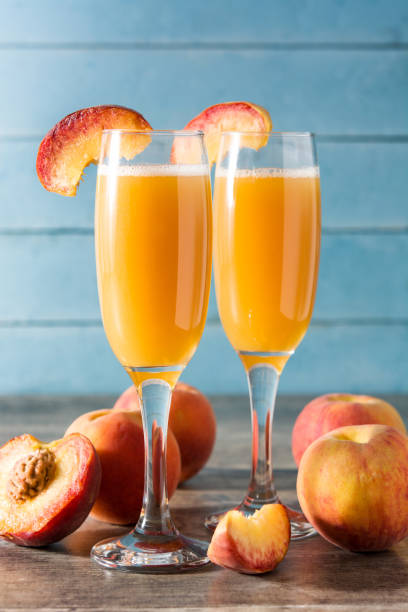 istock Bellini champagne cocktail in crystal glass 1212031333