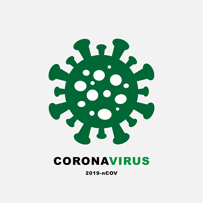 Corona Virus, Covit 19, 2019-nCOV, Green Icon isolated on white background., Vector Illustration,