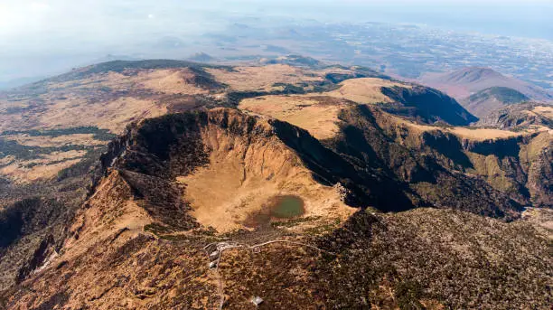 Photo of Aerial View of Hallasan Mountain on Jeju Island, South Korea