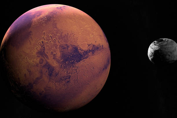 istock Asteroid Vesta orbiting in the outer space as it passes near of Mars. 3d render 1212035628