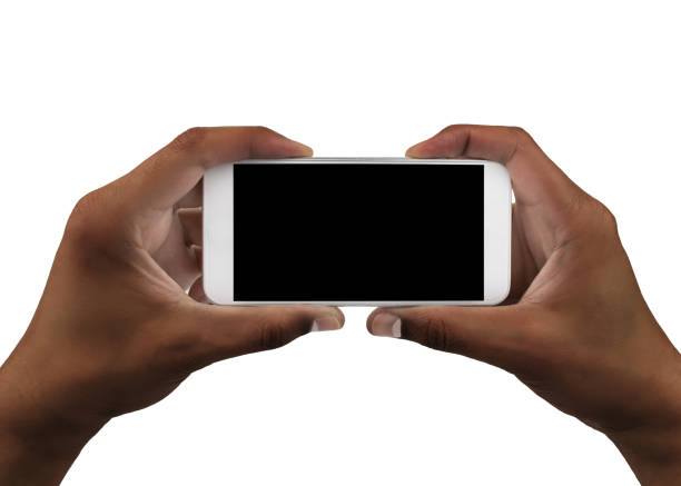 mano sosteniendo un teléfono inteligente moderno - mano fotos fotografías e imágenes de stock