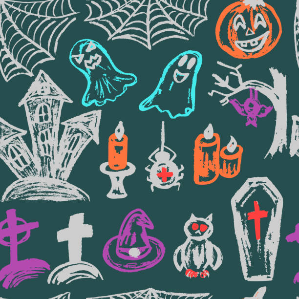 halloween. vector nahtloses muster - mutterschaftshalloween stock-grafiken, -clipart, -cartoons und -symbole