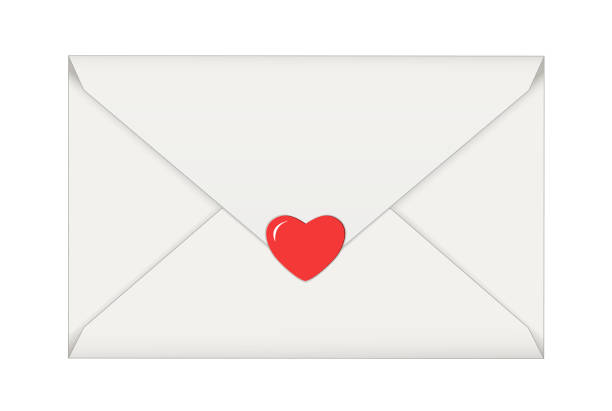 ilustrações, clipart, desenhos animados e ícones de carta com coração, mensagem de amor em envelope, ilustração vetorial isolada no fundo branco - mail correspondence romance passion