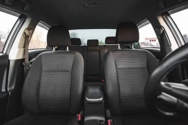 Photo of Car interior, part of front seats, close