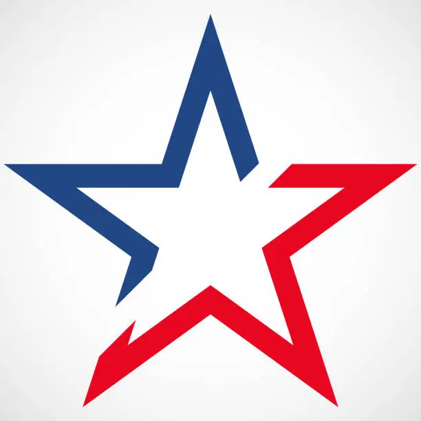 Vector illustration of USA flag in star shape. American star