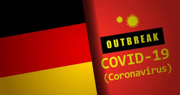 Vector illustration of Coronavirus Outbreak Warning Sign With German Flag
