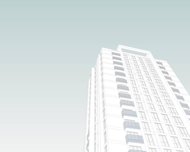 istock Abstract 3d illustration of a residence building facade. 1212050026