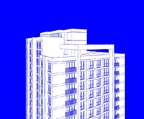 istock Abstract 3d illustration of a residence building facade. 1212050150