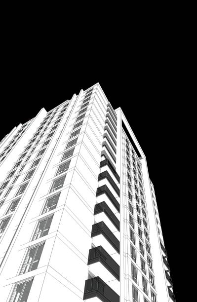 istock Abstract 3d illustration of a residence building facade. 1212050182