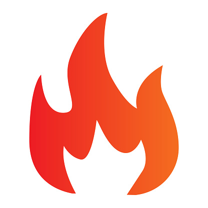 Highly flammable line icon. Attention fire warning sign. Firefighter vector design concept, outline style pictogram on white background