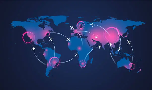 Vector illustration of Coronavirus world map