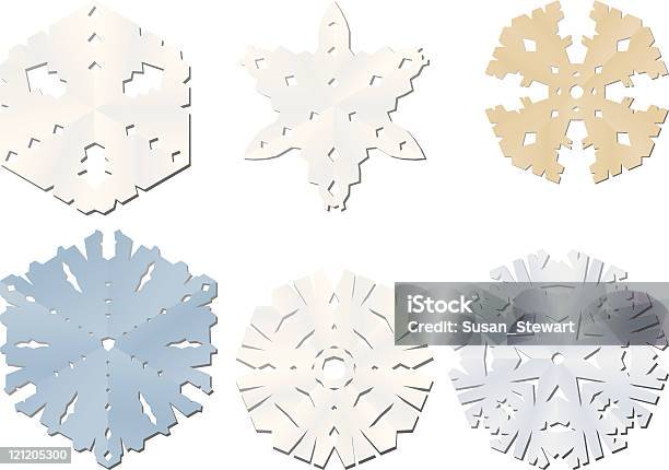 Paper Cut Out Snowflakes Stock Illustration - Download Image Now - Snowflake Shape, Paper, Folded