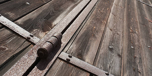 old wooden gate stock photo