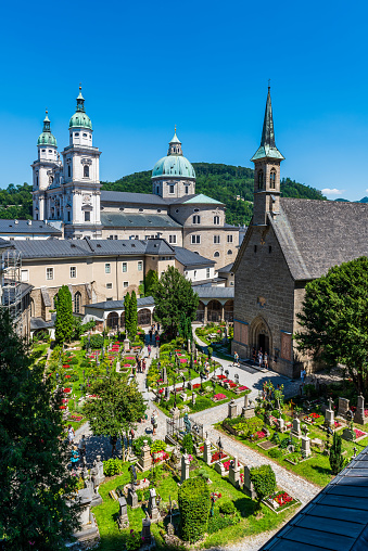 Salzburg Cathedral  and the Saint Peter's Cemetery in the old town of Salzburg, an Unesco Historique Site of Austria