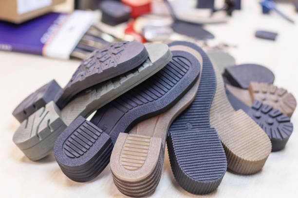istock Different shoe sole on a shoemaking factory 1212061299
