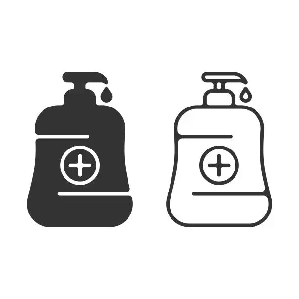 Vector illustration of Disinfectant, Dispenser and Liquid Soap Icon Vector Design on White Background.