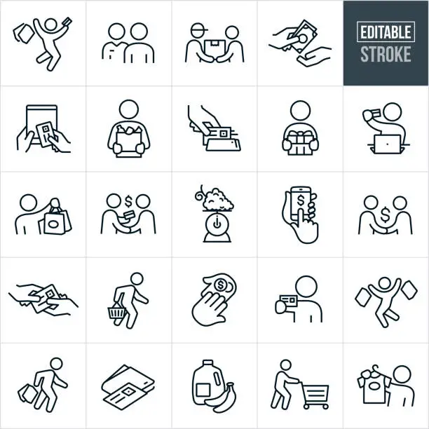 Vector illustration of Shopping Thin Line Icons - Editable Stroke