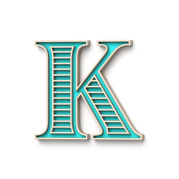klassische altmodische schrift buchstabe k 3d - letter k alphabet three dimensional shape green stock-fotos und bilder