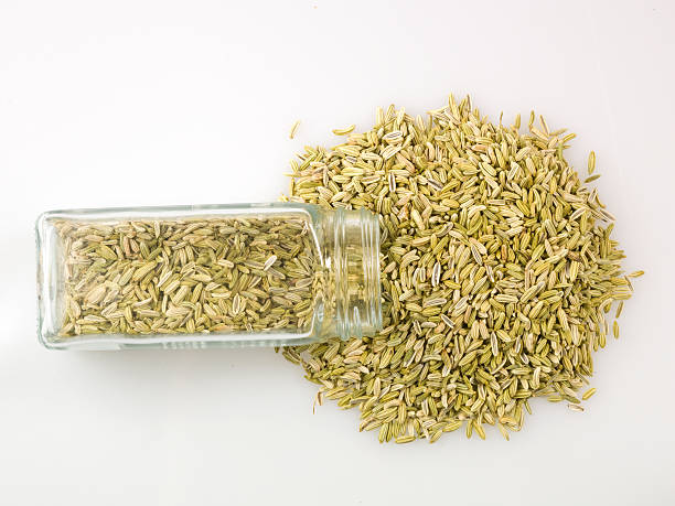 sementes de erva-doce - fennel spice spilling seed - fotografias e filmes do acervo